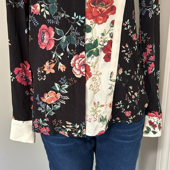 MAJE Shirt Printed Women's Ciller Two Tone Floral Print Top Sz 1 US Small - Picture 6 of 14
